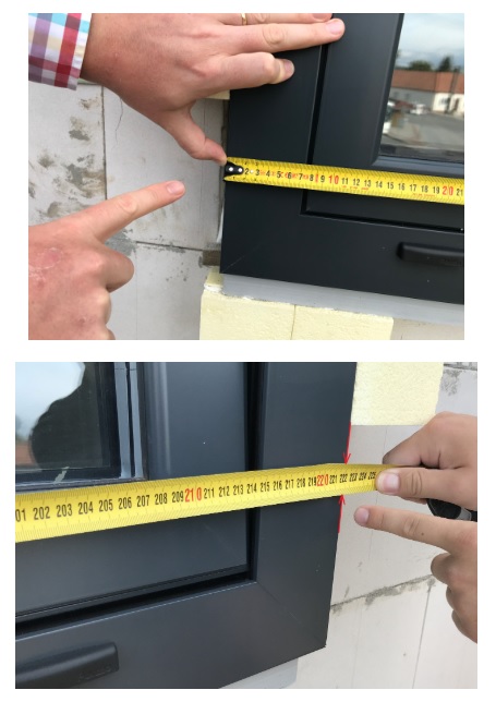 Breitenmessung - wir messen die Außenbreite des Fensterrahmens