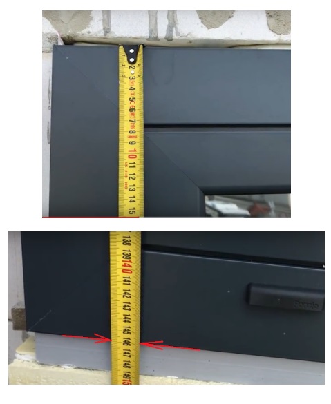 Höhenmessung - wir messen die Außenhöhe des Fensterrahmens ohne Fensterbankprofil
